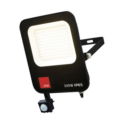 Litecraft Faulkner Black 100 Watt LED IP65 Outdoor Wall Flood Light with PIR Sensor