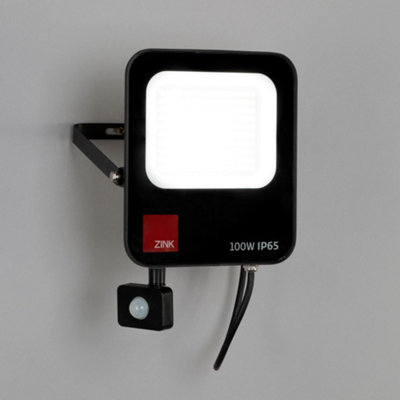 Litecraft Faulkner Black 100 Watt LED IP65 Outdoor Wall Flood Light with PIR Sensor