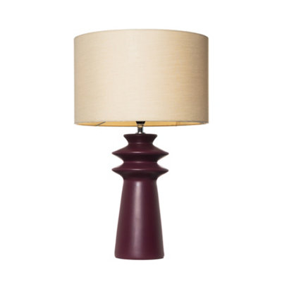 Litecraft Findlay Burgundy Ceramic Table Lamp with Fabric Shade