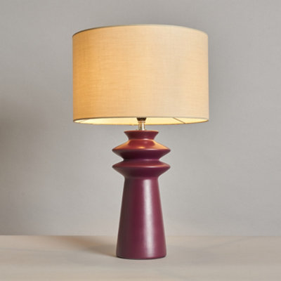 Litecraft Findlay Burgundy Ceramic Table Lamp with Fabric Shade