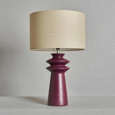 Litecraft Findlay Burgundy Ceramic Table Lamp with Fabric Shade