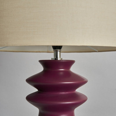 Litecraft Findlay Burgundy Ceramic Table Lamp with Fabric Shade