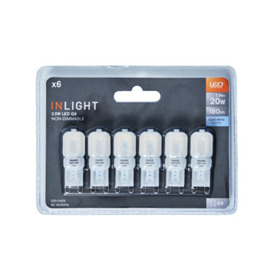 Litecraft G9 2.5W Pack of 6 Natural White Capsule LED Light Bulb