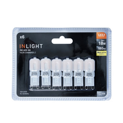 Litecraft G9 2W Pack of 6 Warm White Capsule LED Light Bulb