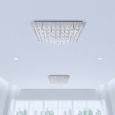 Litecraft Galaxy Chrome K9 Crystal Flush Ceiling Light