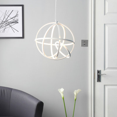 Litecraft Gemoetric Frame White LED Spherical Ceiling Pendant