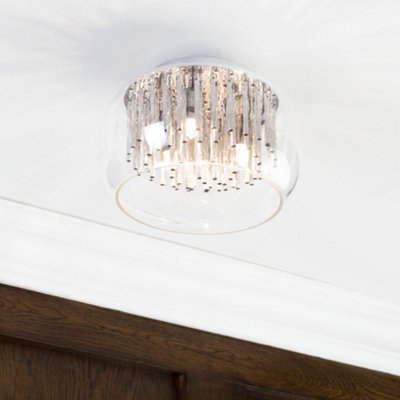 Litecraft Glass Bowl Chrome 3 Lamp Flush Ceiling Light