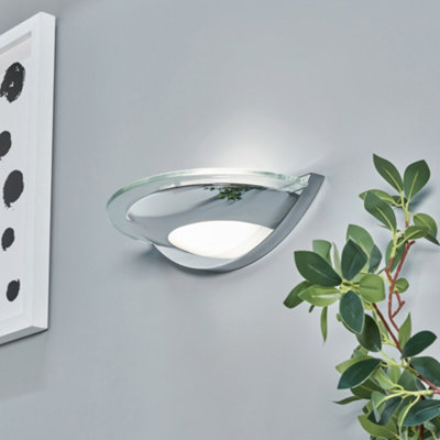 Litecraft Glass Uplighter Chrome Wall Light