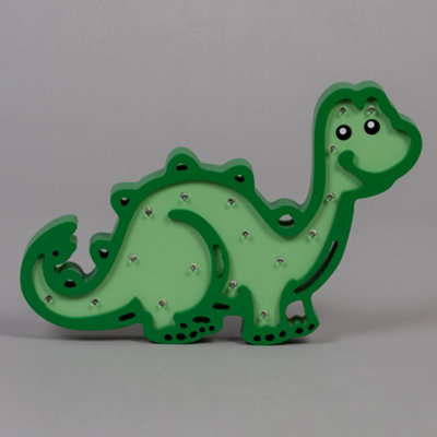 Litecraft Green Dinosaur Glow Kids LED Table Lamp or Wall Light