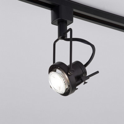Litecraft Greenwich Black 6 Head 3m T Shape Kitchen Ceiling Light with LED Bulbs
