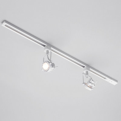 Litecraft Greenwich White 2 Head 1m Straight Kitchen Ceiling Light with LED Bulbs