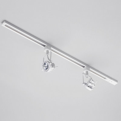 Litecraft Greenwich White 2 Head 1m Straight Kitchen Ceiling Light with LED Bulbs