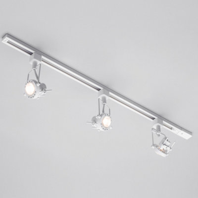 Litecraft Greenwich White 3 Head 1m Straight Kitchen Ceiling Light with LED Bulbs