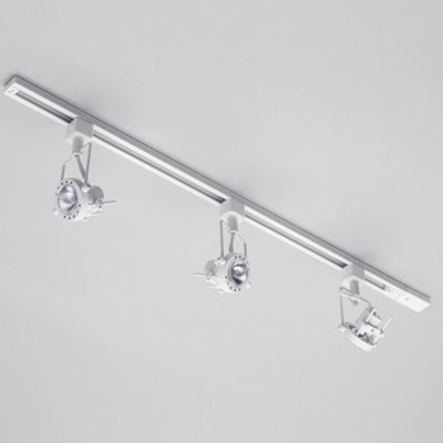 Litecraft Greenwich White 3 Head 1m Straight Kitchen Ceiling Light with LED Bulbs