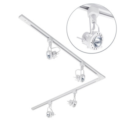 Litecraft 2 Metre Kitchen Track Light With 6 Harlem Fixture & LED Bulbs - White | UK
