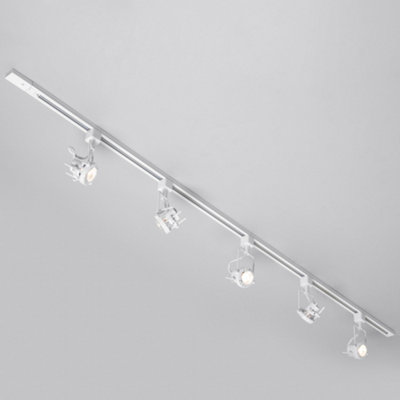 Litecraft Greenwich White 5 Head 2m Straight Kitchen Ceiling Light with LED Bulbs