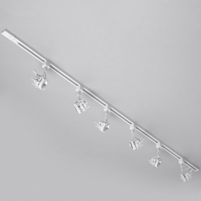 Litecraft Greenwich White 6 Head 2m Straight Kitchen Ceiling Light with LED Bulbs