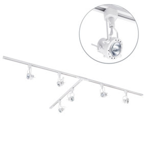 Litecraft Greenwich White 6 Head 3m T Shape Kitchen Ceiling Light with LED Bulbs