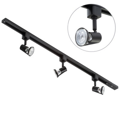 Litecraft Harlem Black 3 Head 1m Straight Kitchen Ceiling Light with LED Bulbs