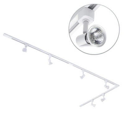 Litecraft Harlem White 6 Head 3m Long L Shape Kitchen Ceiling Light