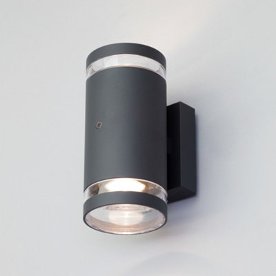 Litecraft Helo Anthracite Up and Down Outdoor Wall Light with Photocell Sensor