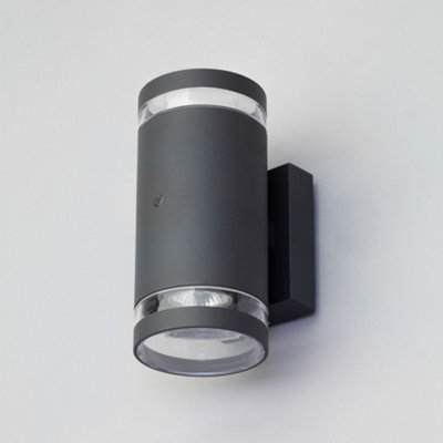 Litecraft Helo Anthracite Up and Down Outdoor Wall Light with Photocell Sensor