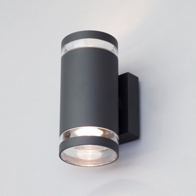 Litecraft Helo Dark Grey 2 Lamp Outdoor Up and Down Wall Light