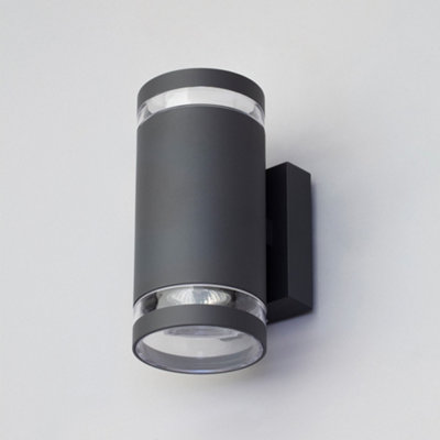 Litecraft Helo Dark Grey 2 Lamp Outdoor Up and Down Wall Light