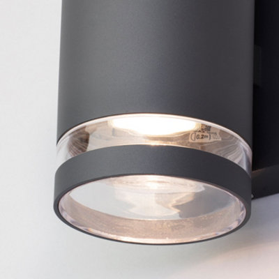 Litecraft Helo Dark Grey 2 Lamp Outdoor Up and Down Wall Light