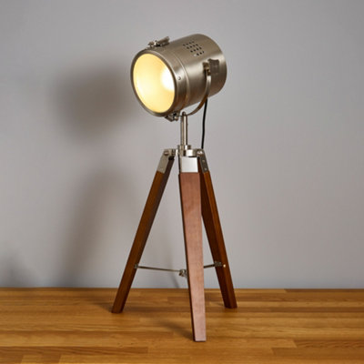 Litecraft Holly Satin Nickel 1 Light Tripod Spotlight Table Lamp