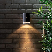 Litecraft Holme Outdoor Black Cylinder Wall Light with Photocell