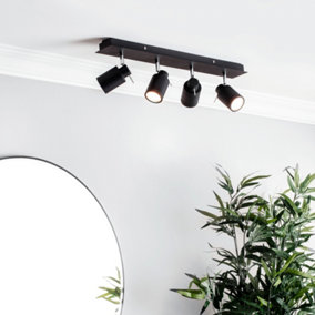 Litecraft Hugo Black 4 Light Bathroom Ceiling Spotlight Bar