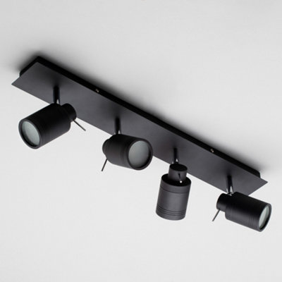 Litecraft Hugo Black 4 Light Bathroom Ceiling Spotlight Bar