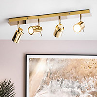 Litecraft Hugo Brass 4 Light Bathroom Ceiling Spotlight Bar