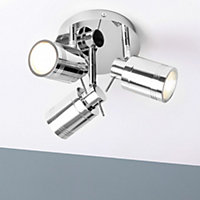 Litecraft Hugo Chrome 3 Light Bathroom Ceiling SpotLight Plate