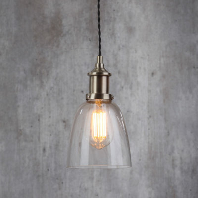 Litecraft Industrial Brass 1 Lamp Ceiling Pendant Light