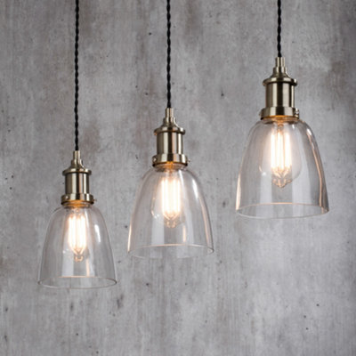 Litecraft Industrial Brass 3 Lamp Ceiling Pendant Light