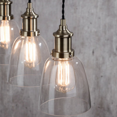 Litecraft Industrial Brass 3 Lamp Ceiling Pendant Light