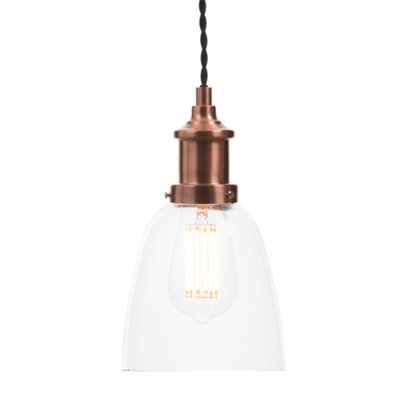 Litecraft Industrial Copper 1 Lamp Ceiling Pendant Light