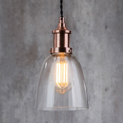 Litecraft Industrial Copper 1 Lamp Ceiling Pendant Light