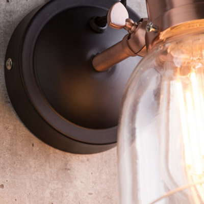 Litecraft Industrial Copper 1 Lamp Wall Light