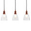 Litecraft Industrial Copper 3 Lamp Ceiling Pendant Light