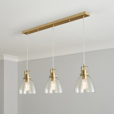 Litecraft Indy Satin Brass Diner Ceiling Pendant with Glass Shades