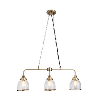 Litecraft Ingrid Antique Brass 3 Light Ceiling Pendant Bar