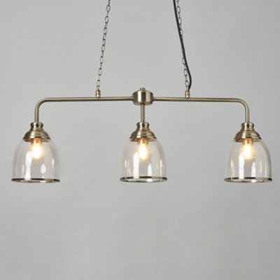 Litecraft Ingrid Antique Brass 3 Light Ceiling Pendant Bar