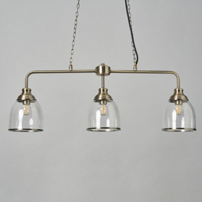 Litecraft Ingrid Antique Brass 3 Light Ceiling Pendant Bar