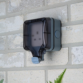 Litecraft IP66 Grey Empty 1 Gang Outdoor Plug Socket Cover