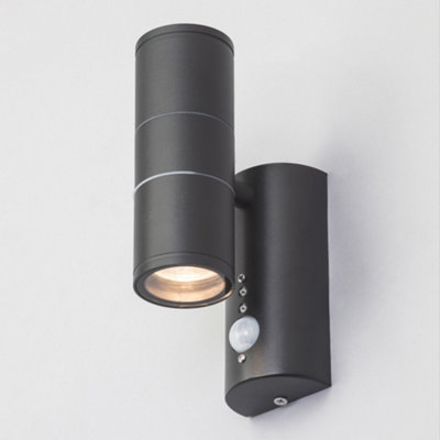 Litecraft Irela Anthracite 2 Lamp Outdoor Wall Light with PIR Sensor