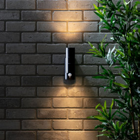 Litecraft Irela Black 2 Lamp Outdoor Wall Light with PIR Sensor