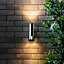 Litecraft Irela Stainless Steel 2 Lamp Outdoor Wall Light with PIR Sensor